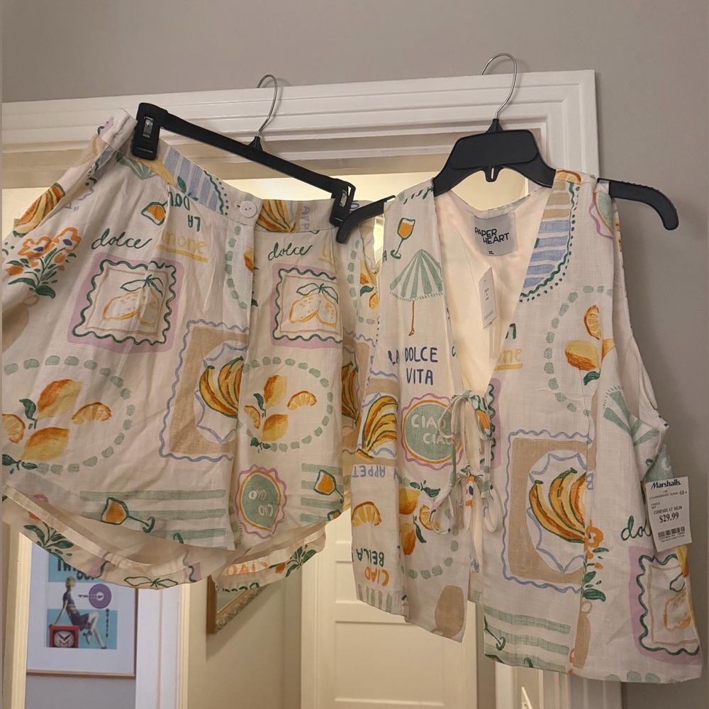 Patterned Jumpsuit with Fruit Motif
